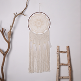 Nordic Creative Hook Flower Dream Catching Net Feather Wind Chime Pendant Home Decor Entrance Decoration Wedding Background