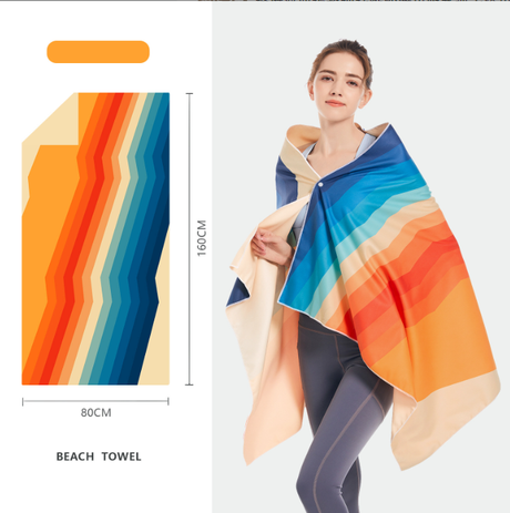 Double sided velvet microfiber beach towel absorbent and quick drying bath towel can be customized pattern - Emete store