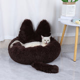 Round Cat House All Season Long Plush Pet House Cat House Warm Pet Supplies Dog Bed Pet Bed Pet Mat - Emete store