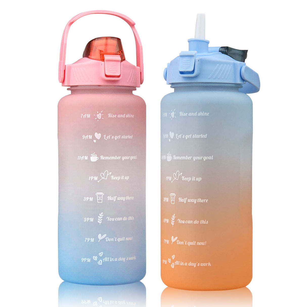 2L Sports Bottle Time Scale Space Cup Outdoor Portable Water Bottle Gradient Water Cup Water Bottle