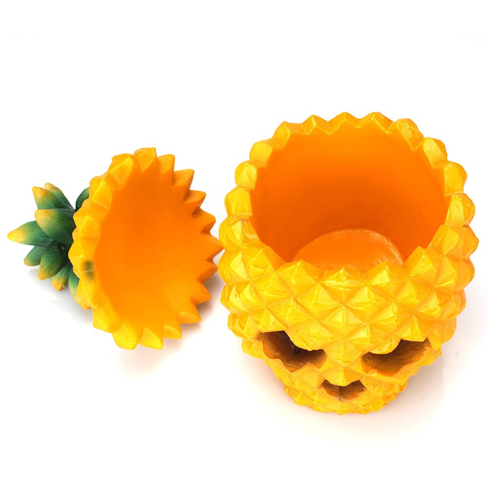 Yellow pineapple skeleton ornament dustproof storage box