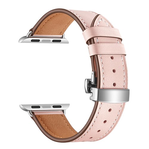 Stainless steel butterfly buckle leather strap for apple watch band 38mm 42mm iwatch series 4 3 2 1 wrist bracelet accessories - Emete store