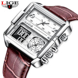 Lige New Electronic Quartz Dual Display Watch Men's Waterproof Watch Multi-Function Electronic Watch Quartz Watch - Emete store