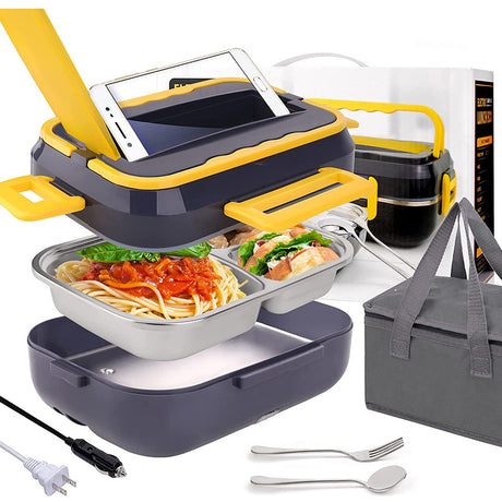 Kitchen ware 1.5L Cookware Sets Heater Portable Electric Lunch Boxes stainless steel Container with Insulation Bag for Car Truck - Emete store