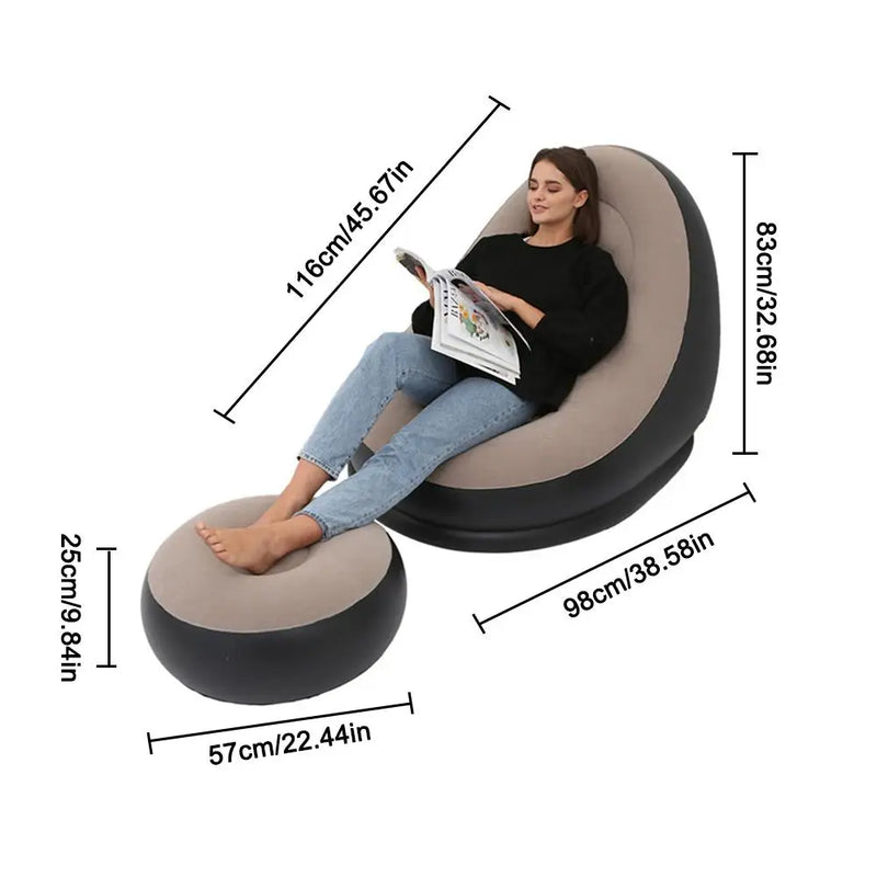 Air Mattress Lazy Sofa Deck Chair Comfortable Leg Stool Rest Single Beanbag - Emete Store