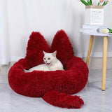 Round Cat House All Season Long Plush Pet House Cat House Warm Pet Supplies Dog Bed Pet Bed Pet Mat - Emete store
