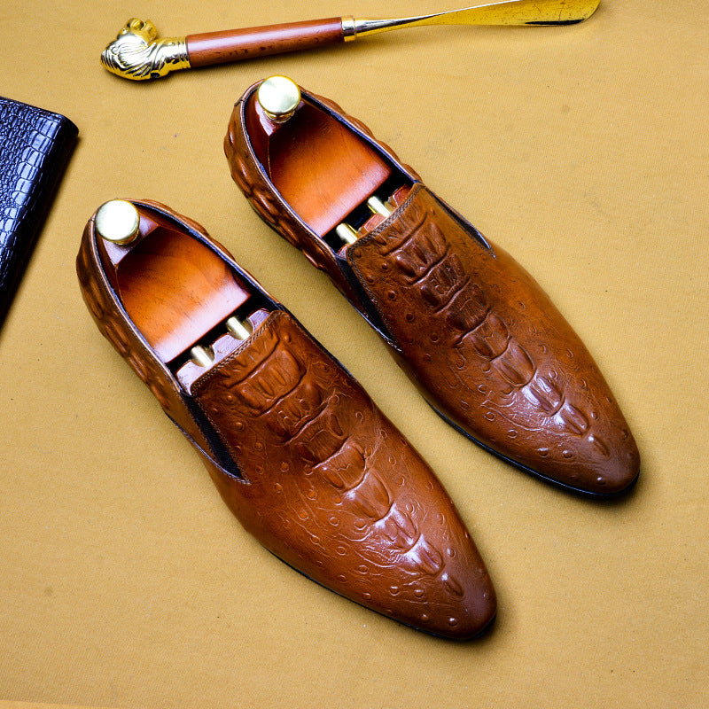 Men's Leather asual business breathable crocodile pattern trendy men's shoes - Emete Store