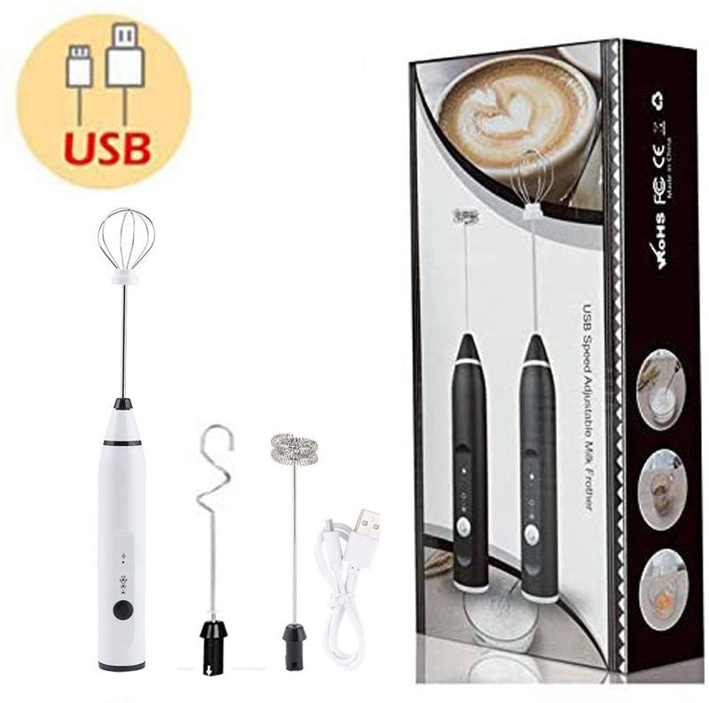 3-Piece Electric Milk Frother And Whisk Set - Emete Store