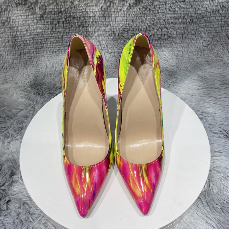 Glossy Printed Pointed Toe Stilettos eprolo