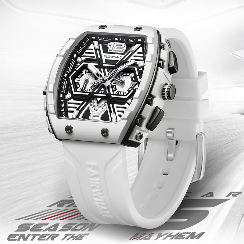 Men's multi-functional cool three eye shaking sonic explosive casual quartz wristwatch - Emete store