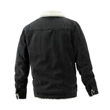 Denim jacket for men in autumn and winter, with added velvet and thick cotton jacket, plus plus large denim jacket