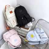 Canvas Schoolbag Girls Japanese Ins Junior High School Students Large Capacity Backpack Simple Trendy Casual Schoolbag