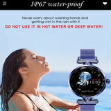 H1 Women Fashion Smart Watch Blood Pressure Heart Rate Monitor Fitness Tracker Bracelet Smartwatch Diamond Flower Color Screen - Emete store