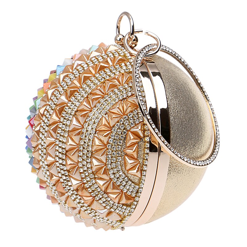 Ceramics Beaded Women Clutches Round Lady Evening Bags Crystal Wedding Party Bridal Purse - Emete Store