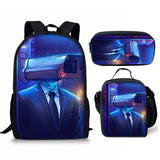 New 3PC-SET Skibidi Toilet Man Backpack Custom Game Peripheral Schoolbags For Primary Secondary School Teenage