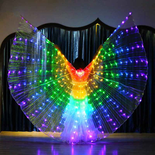 Ruoru Rainbow Color Alas Angle Led Wings Adult Led Costume Circus Led Light Luminous Costumes Party Show Isis Wings Dancewear - Emete Store