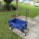 Folding Wagon Garden Shopping Beach Cart   (Blue)