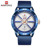 NAVIFORCE Mens Watches Top Brand Luxury Sport Watch Mesh Steel Date Week Waterproof Quartz Watch for Men Clock Relogio Masculino - Emete store