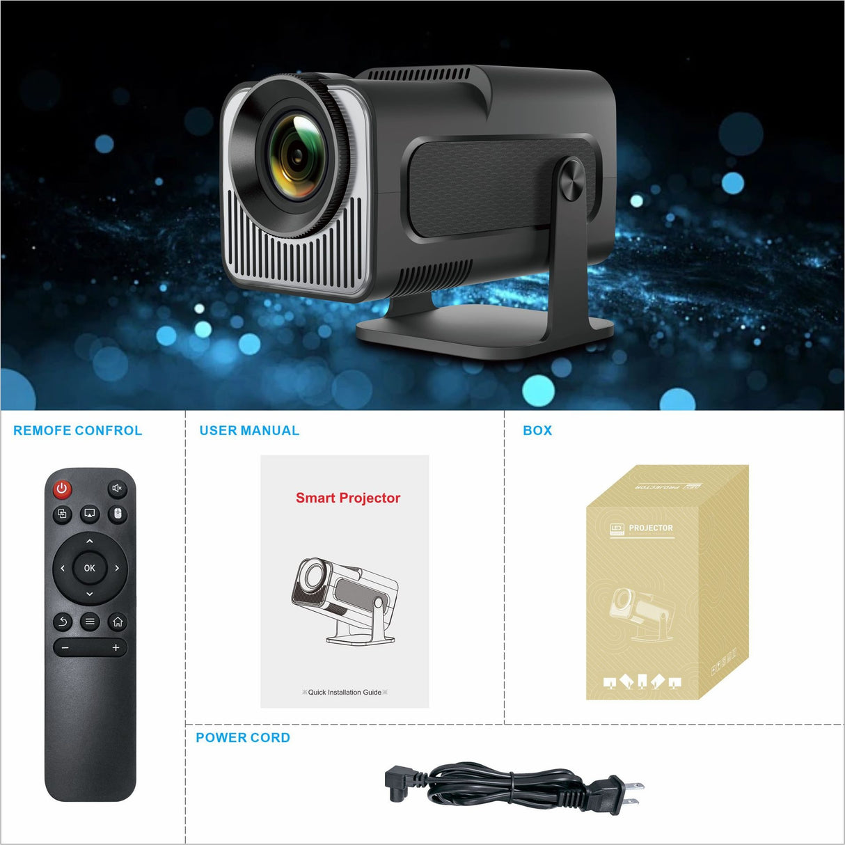 HY320 HD Projector 4K Short Focus Home Cinema Wall Projection - Emete store