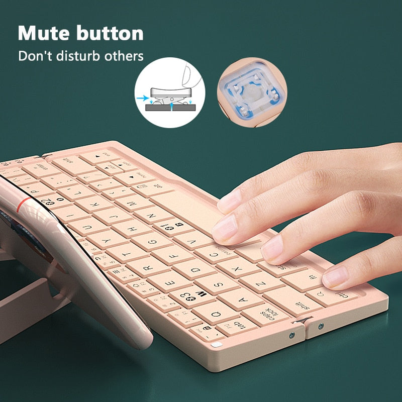 Mini Folding Keyboard Wireless Bluetooth-compatible Keyboard Foldable Keypad For Laptop Windows Android Tablet ipad Phone - Emete store