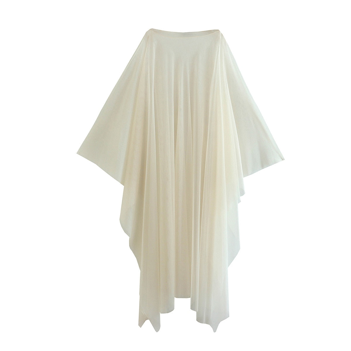 Boat Neck Semi Sheer Loose Long Cape Coat