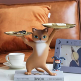 Animal ornaments enchanting cat tray storage living room foyer desktop home decoration ornaments resin