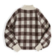 Autumn And Winter Asian Size Women's Half High Collar Plaid Sweater Color Matching Long Sleeve Sweater Women - Emete Store