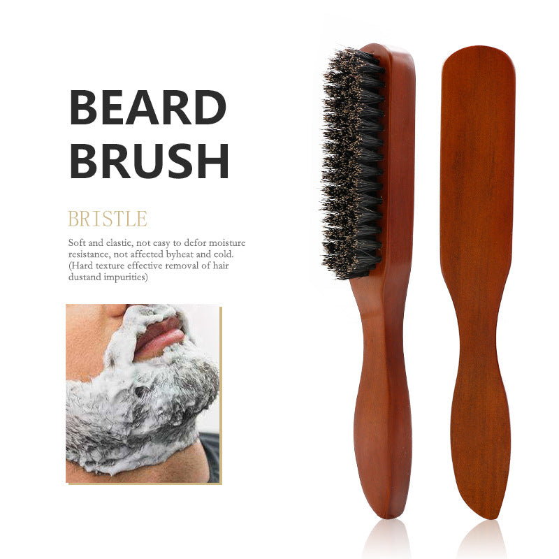 Beard Brush for Styling and Grooming, Hair Salon Cleaning Brush, Broken Hair Sweeper, Solid Wood Bristle Beard Comb, Pomade Brush