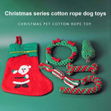 Christmas Pet Cotton Rope Toy Cane Tooth Cleaning Dog Tooth Grinding Toy Bite Resistant Knot Dog Toy Set - Emete store