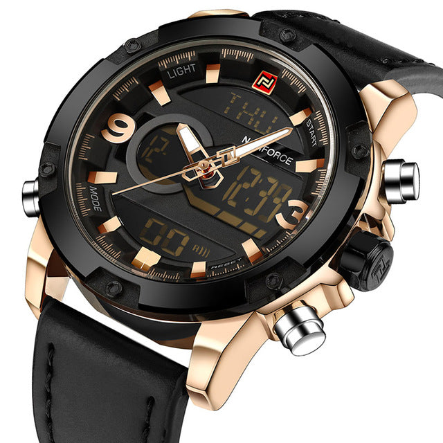 NAVIFORCE Luxury Brand Men Analog Digital Leather Sports Watches Men's Army Military Watch Man Quartz Clock Relogio Masculino - Emete store