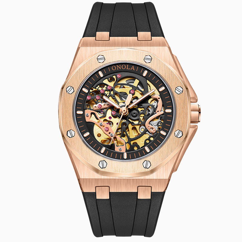 Fully automatic mechanical watch for men fashionable multi-color silicone tape waterproof watch - Emete store