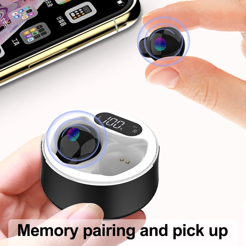 x26 Ultra Small Mini Hidden Wireless Bluetooth 5.0 Earphone Touch Control Portable Charging Case Earbuds TWS Sport Headset - Emete store