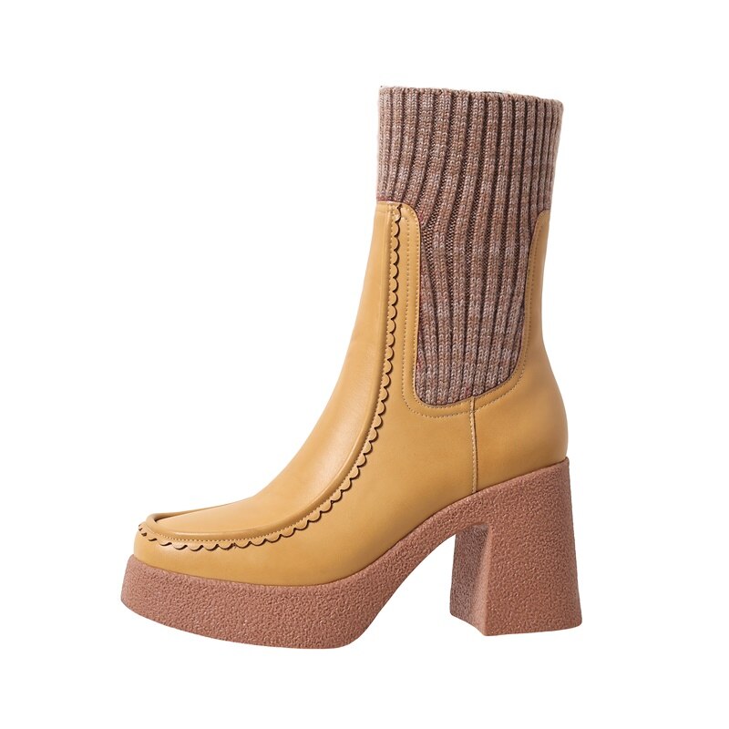 Wool Leather Platform Ankle Boots eprolo