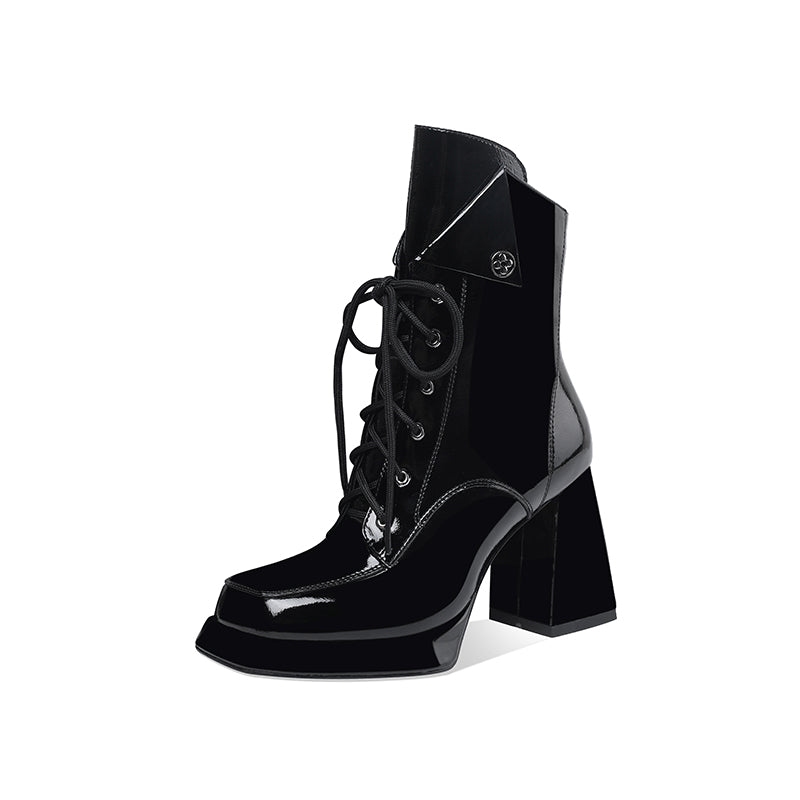 Patent Leather Platform Martin Boots - Emete Store