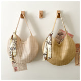 On The New Straw Bag Women's Summer New Fashion Personality Beach Vacation Woven Armpit Bag Half Round Bag