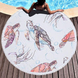 Turtle Round Beach Towels With Tassel Microfiber Bohemia Beach Towel Travel Sofa Picnic Living Room Home Decor