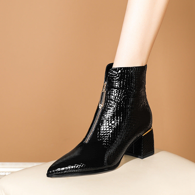 Black Cowhide Ankle Boots eprolo