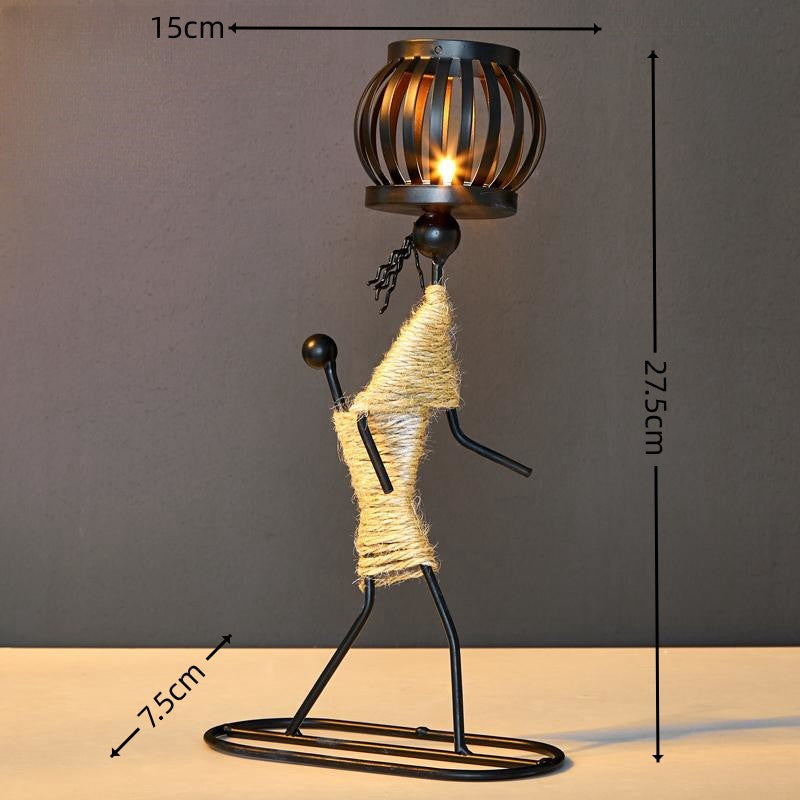 Wrought Iron Candle Holder Decorative Piece - European Style Restaurant Dining Table Ambiance Light Candlestick Home Metal Artware