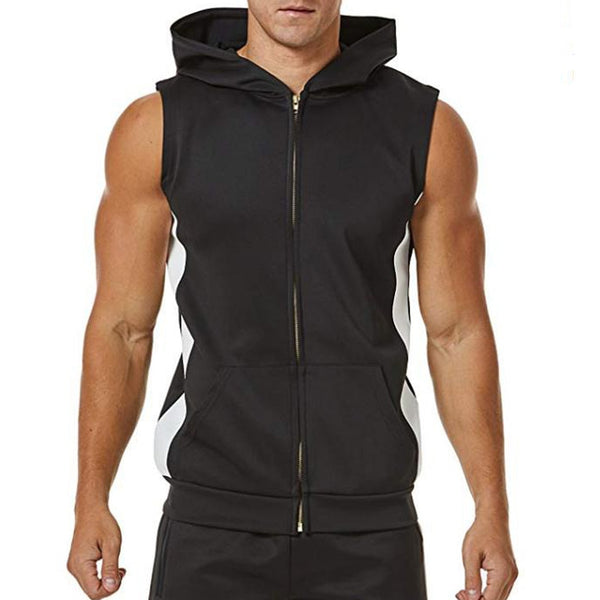 Men Zipper Splicing Sports Hooded - Emete Store