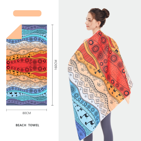 Double sided velvet microfiber beach towel absorbent and quick drying bath towel can be customized pattern - Emete store