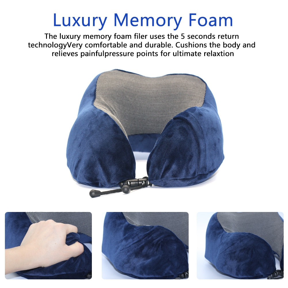 U Shaped Memory Foam Neck Pillows Soft Travel Pillow Neck Cervical Airplane Pillow 30*28*14CM Cervical Travel Healthcare Bedding