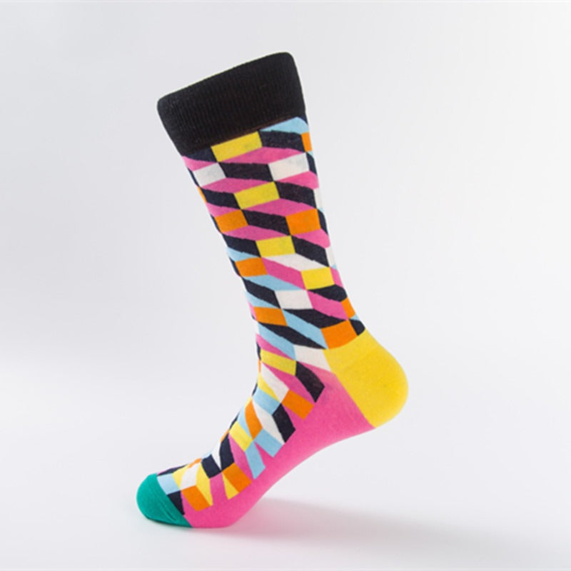 Happy Fashion Socks Personality Fashion Brand Men and Women Couples Medium High Cotton Socks