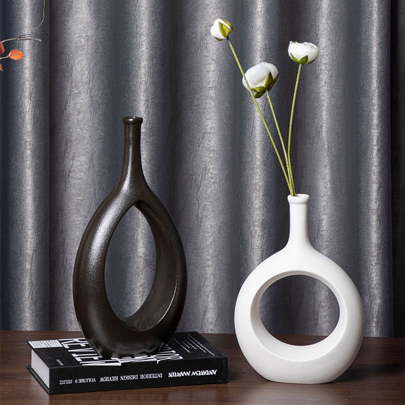 Nordic style light luxury hydroponic ceramic vase decoration, living room desktop flower arrangement, home decoration