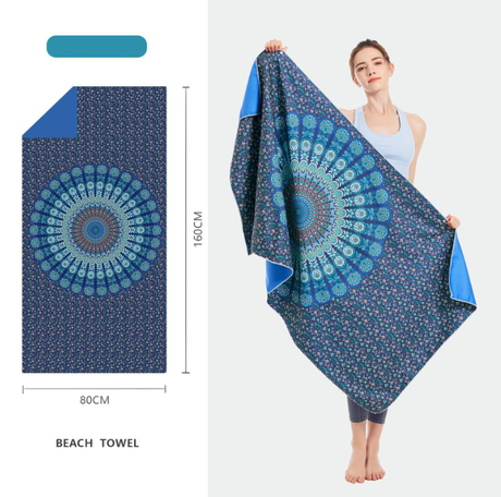 Double sided velvet microfiber beach towel absorbent and quick drying bath towel can be customized pattern - Emete store