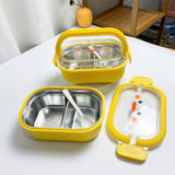 ins style high value cute large capacity compartment lunch box lunch box foldable handle lunch box