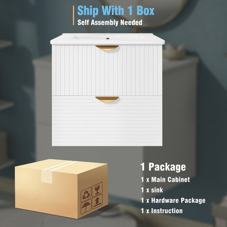 Best Online Shop in Australia - Modern 24" White Bathroom Vanity - Emete store