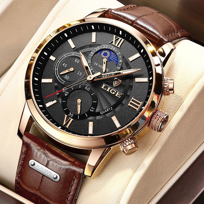 Lige New Quartz Watch Quartz Multifunction Chronograph Waterproof Watch - Emete store