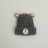 Autumn and winter children warm knitted hat cute bear candy color woolen hat Korean male and female baby warm hat trend