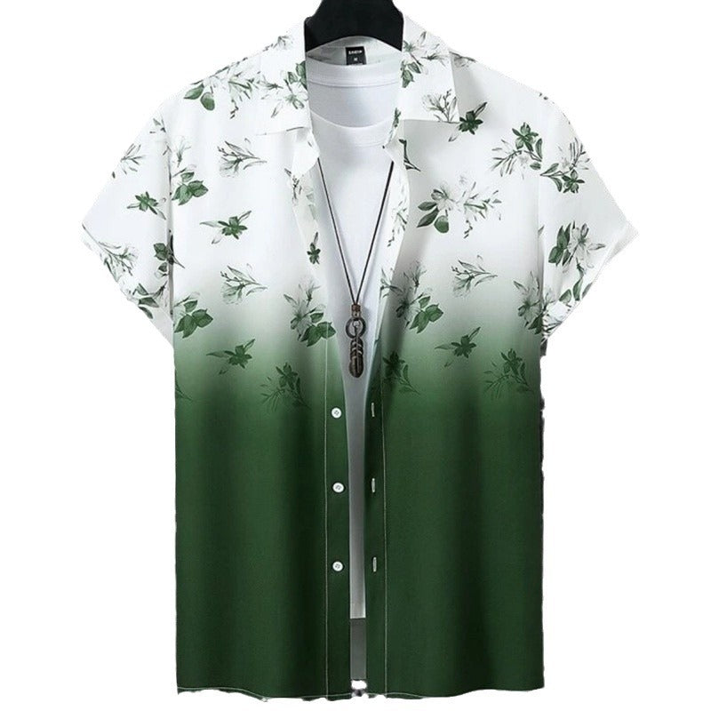 Summer men's beach cardigan men's short sleeved Hawaiian shirt