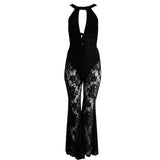 Hollow Lace Jumpsuit Sleeveless Lace Flared Trousers - Emete Store